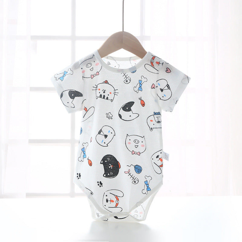 Baby bodysuit summer unisex infant short sleeve romper newborn pure cotton triangle onesie lightweight crawling suit