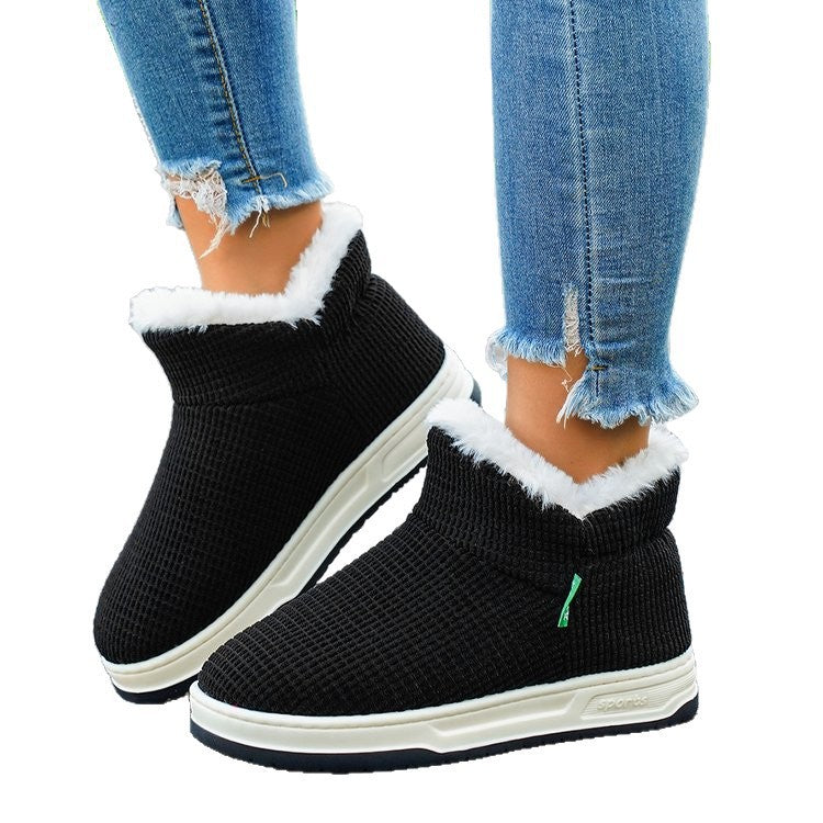 plus size women's short snow boots  fall and winter new arrivalfashionplaidthick sole cotton boots short boots export