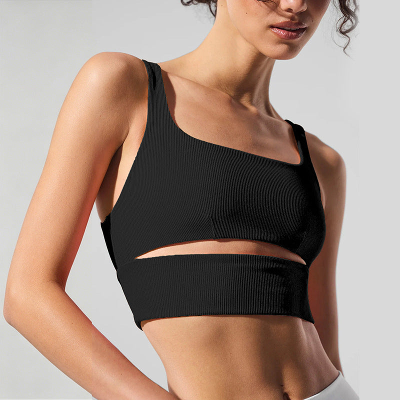 Thin stripes sports lintimates nude yoga bra quick-drying sleeveless running sports fitness wear for women with chest pads