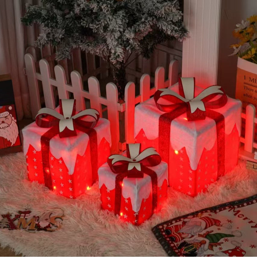 Christmas atmosphere must-have new folding Christmas gift box three-piece set, couple romantic atmosphere props gift decoration