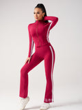 Two-piece color block yoga set for women - autumn casual versatile outdoor running fitness activewear