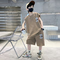 Boys' summer outfit  new kids' summer clothes trendy handsome fashionable boy's short-sleeve sports summer clothing set