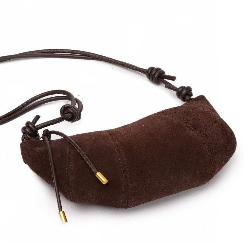 Croissant 2024 fall and winternew arrival women's bag fashioncasualretro velvet cowhide bag shoulder crossbody genuine leather bag