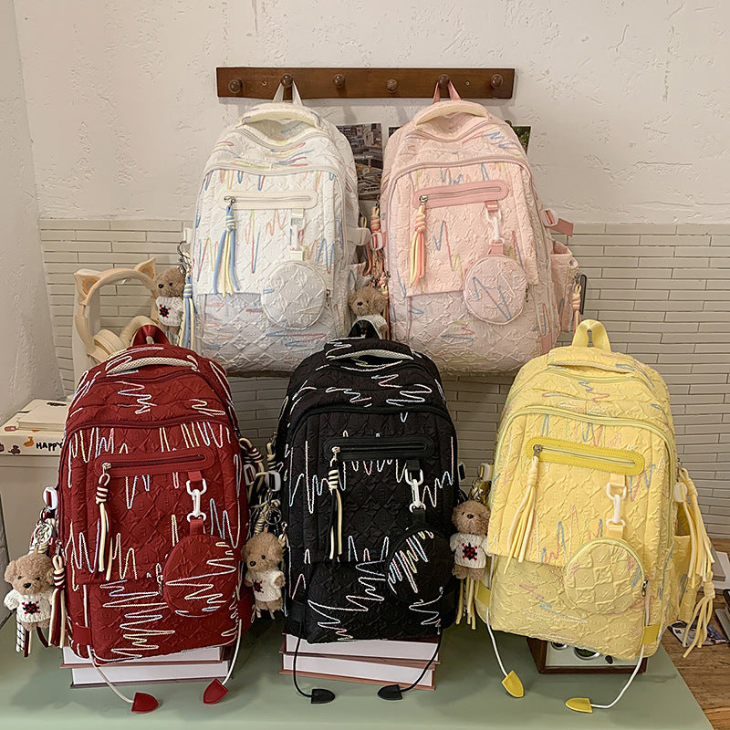 Cute girl backpack schoolbag female Korean version junior high school girls high school students large capacity high value lightweight backpack