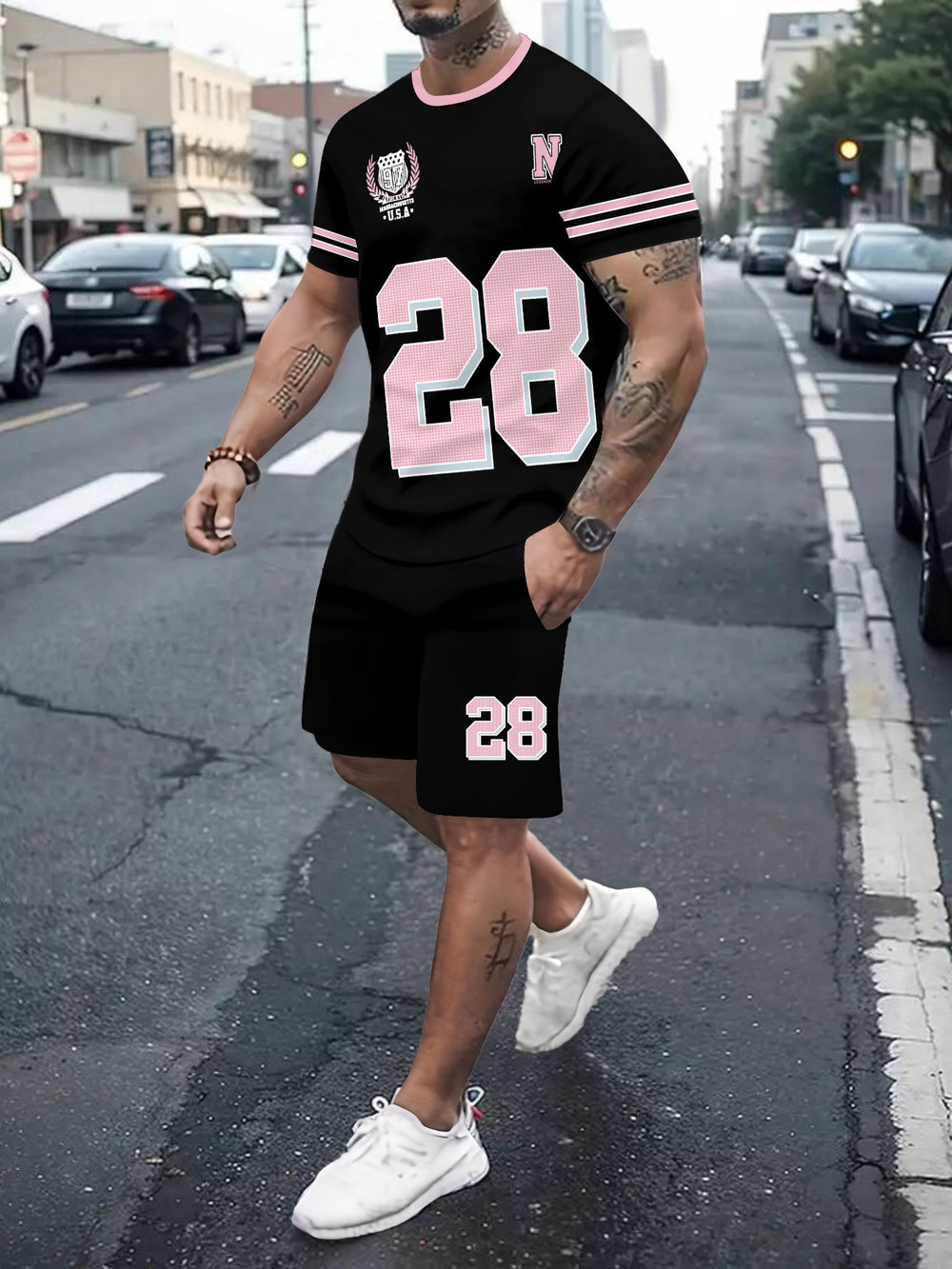 Men's casual sports set - short sleeve & shorts - summer hot seller - cross-border fashion - two-piece leisure outfit