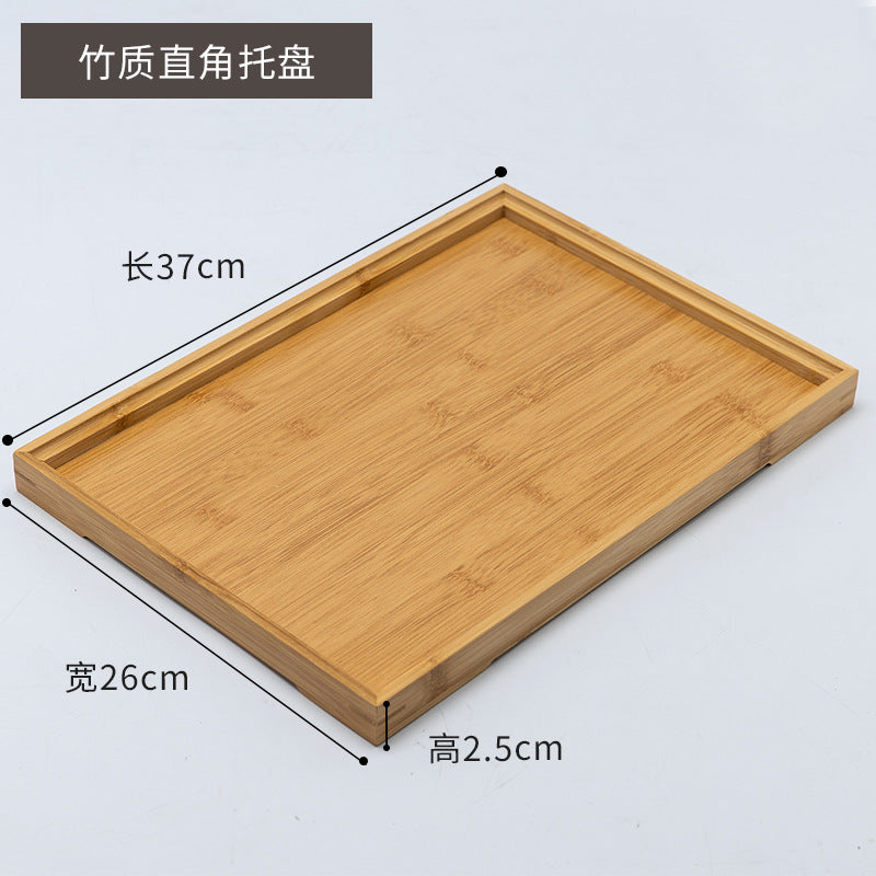 Accessible luxury retro nanzhu tea tray tray bamboo commercial rectangular tea tray pastry handle bbq serving plate