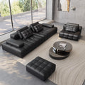 Lawrence straight leather sofa italian normcore living room large apartment house designer black leather sofa