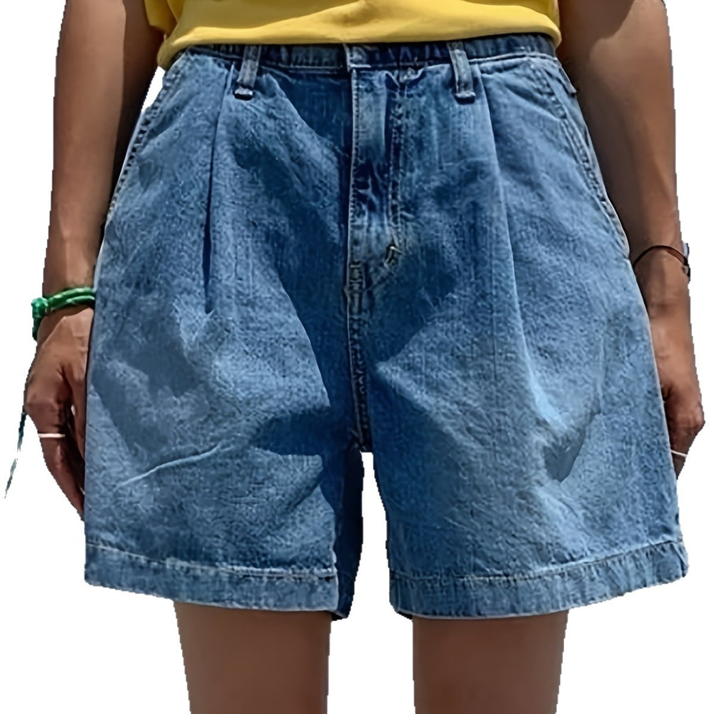 Amazon  hot selling denim shorts women's summer ins trendy straight leg cropped shorts washed fashion denim shorts