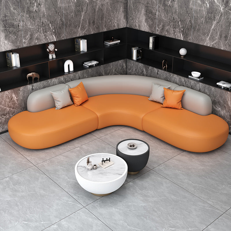 Business negotiation curved sofa hotel lobby office reception area light luxury l-shaped corner sofa