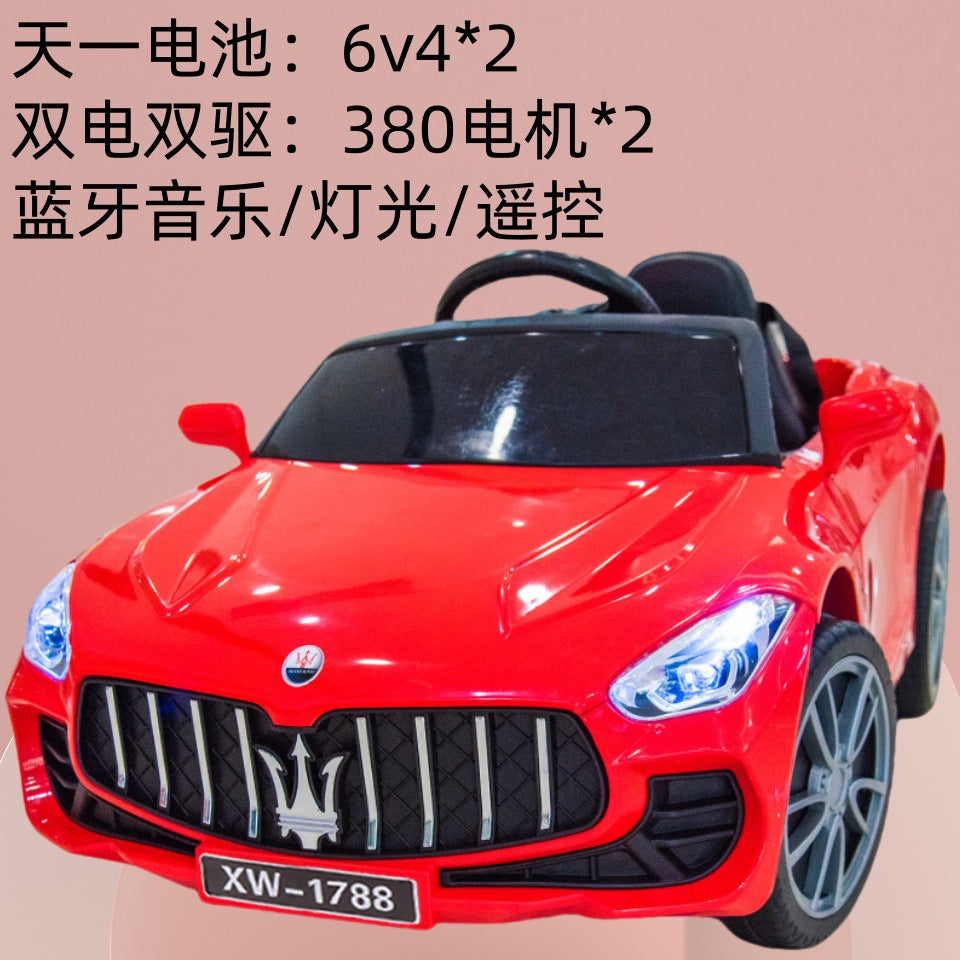 New children's electric car double door four-wheel remote control car two-seat children's toy car 1 to 6 years old swinging stroller