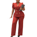D634exportfashion cross-border  new short-sleeved lapel double-breasted tops high waistloose pantsexportsuit