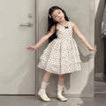 French style girls'  sundress - new summer polka dot tiered dress - baby puffy princess cute dress