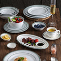 Minimalist pure white ceramic bowl, plate, and dish set - premium dinnerware for restaurants, hotels, and home use - ideal for desserts, steaks, and entrees