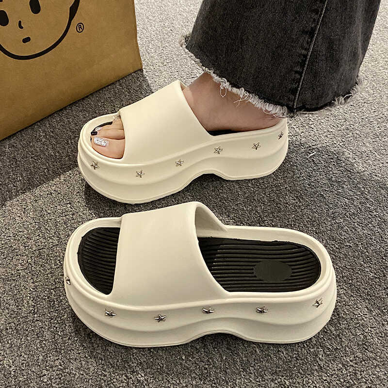 7 thick sole slippers for women summeroutwear soft bottom flip-flops slippers beach bath high heels niche style popular sandals