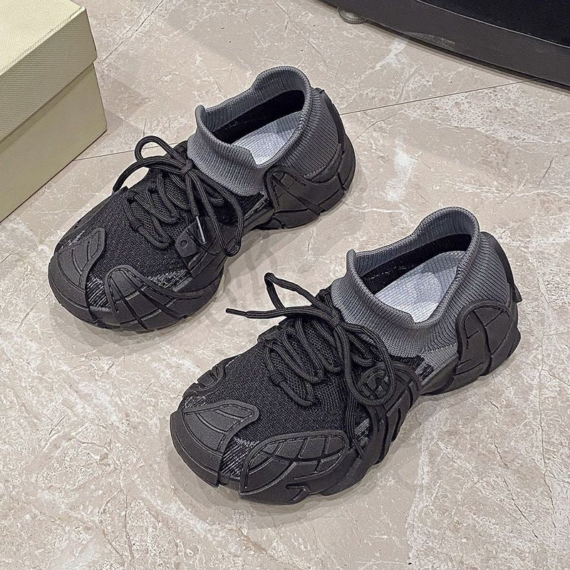 2025 new women's chunky knit sneakers - versatile mesh lightweight running & fitness sock sneakers