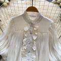 French chic lantern sleeve ruffle blouse - women's summer top: soft, breathable, high-end design, perfect for work