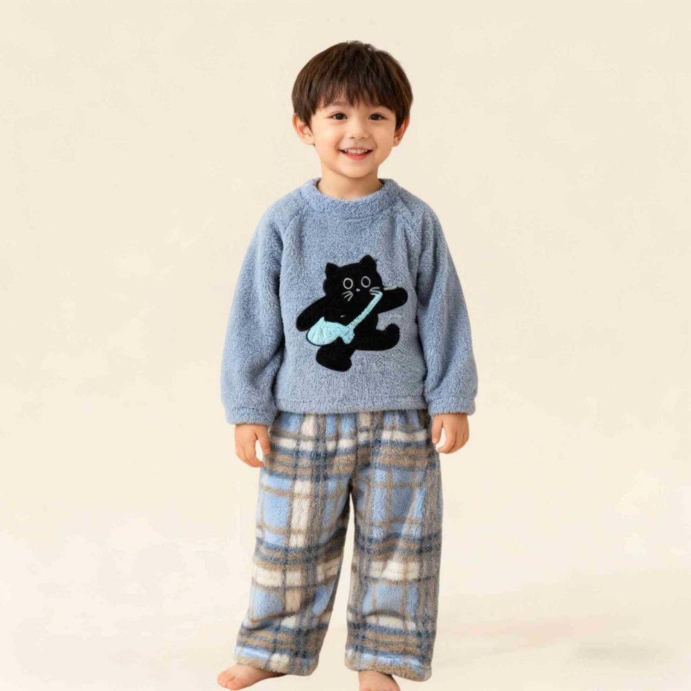 【matching family set】autumn/winter boys' and girls' half-fleece thickened new style big kids' girls' loungewear winter collection