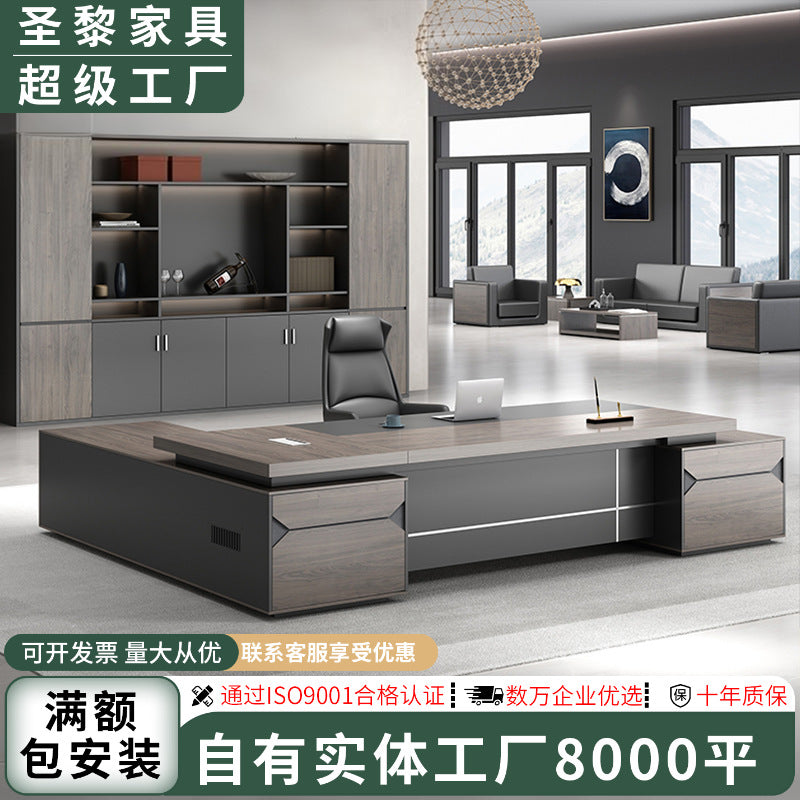 Saint li boss desk and chair set - executive office desk combination - manager's desk - supervisor's desk - single person office desk