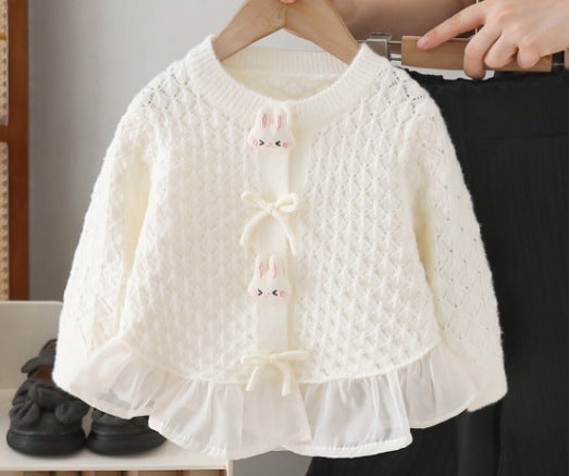 Girls' knitted sweater two-piece set - new autumn/winter  collection - baby girl outerwear and pants set