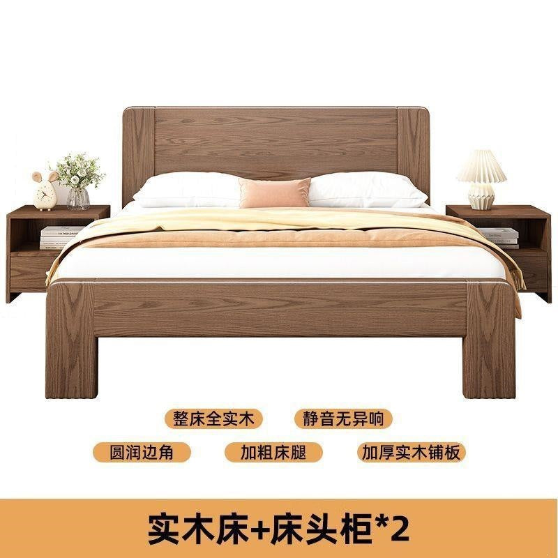 Double bed 1.8x 2m bed single bed 1.5mfor home solid wood bed 1.2m rental house bed log style low box