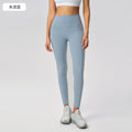 Naked yoga nine-point pants high waist hip belt flap pocket pants tight sports pants elastic tummy control fitness pants women d25036