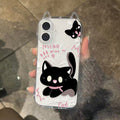 Cute and practical slim-fit black cat phone case for apple 15, new cat ear protective cover for iphone 16 pro max