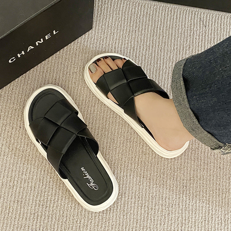Fashion sandals and slippers for women outwearsummernew arrivalpopulark-stylecasualeasiest for matchplaidnon-slip beach flip-flops for women