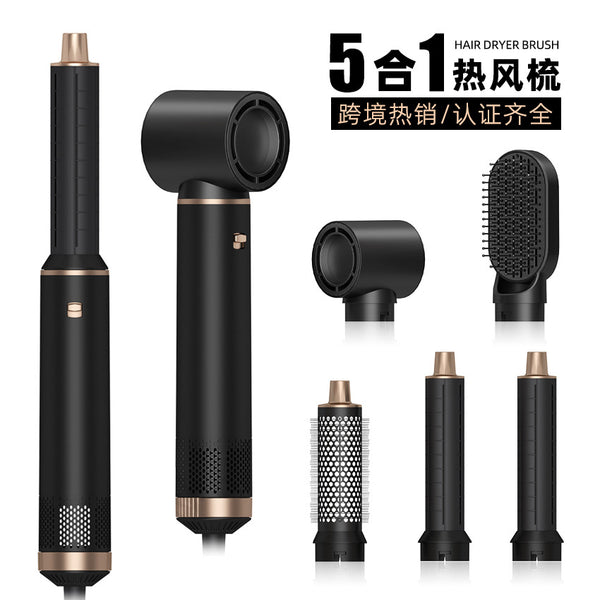 Cross-border 5-in-1 hair dryer, multi-functional hair dryer, curling iron, straight hair comb, European and American electrical hot air comb.