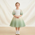 fashion style personalized girldress chiffon printinghalf length sleeve pleated skirtnew arrivalkids skirt