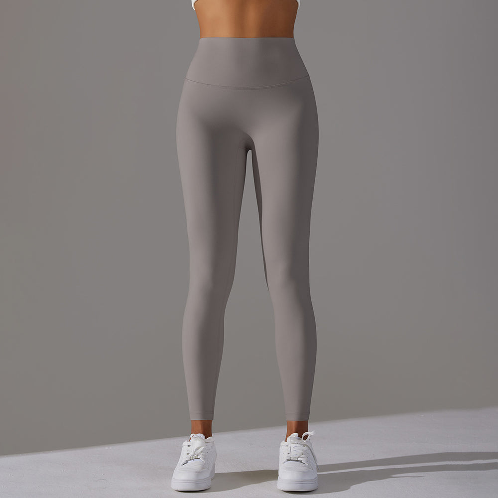 Fashionhigh waist tummy control nude yoga pants for women without embarrassing lines hip lifting elastic leggings peach sports fitness pants