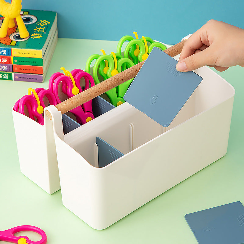 Desktop Stationery Handmade Scissors Storage Box Transparent Mini Household Multifunctional Detachable Grid Portable Storage Box