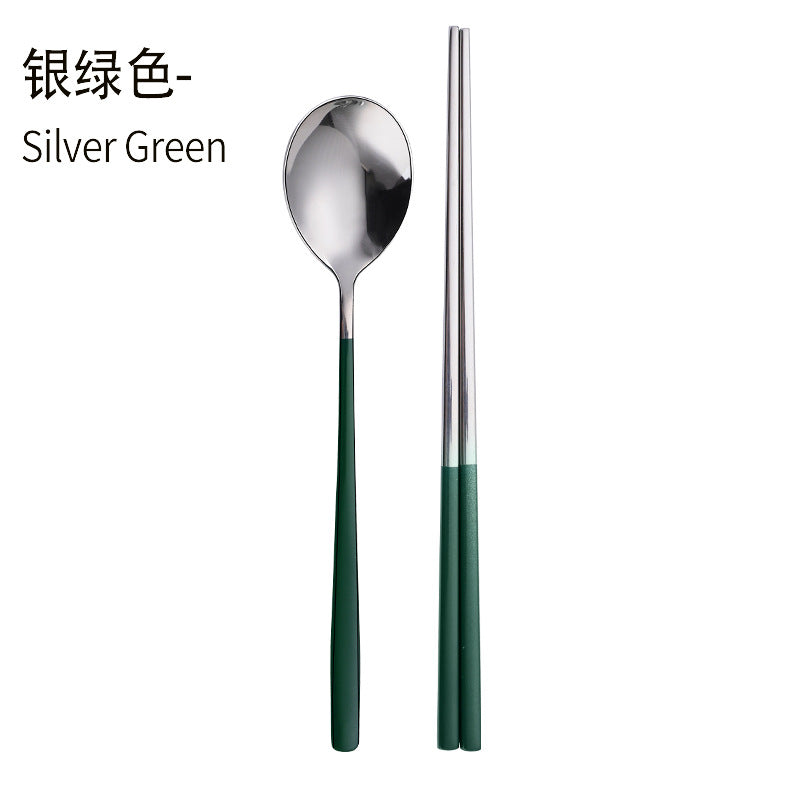 Daoqi 304 stainless steel portable tableware high value gift box spoon chopsticks two-piece set creative simple Korean tableware