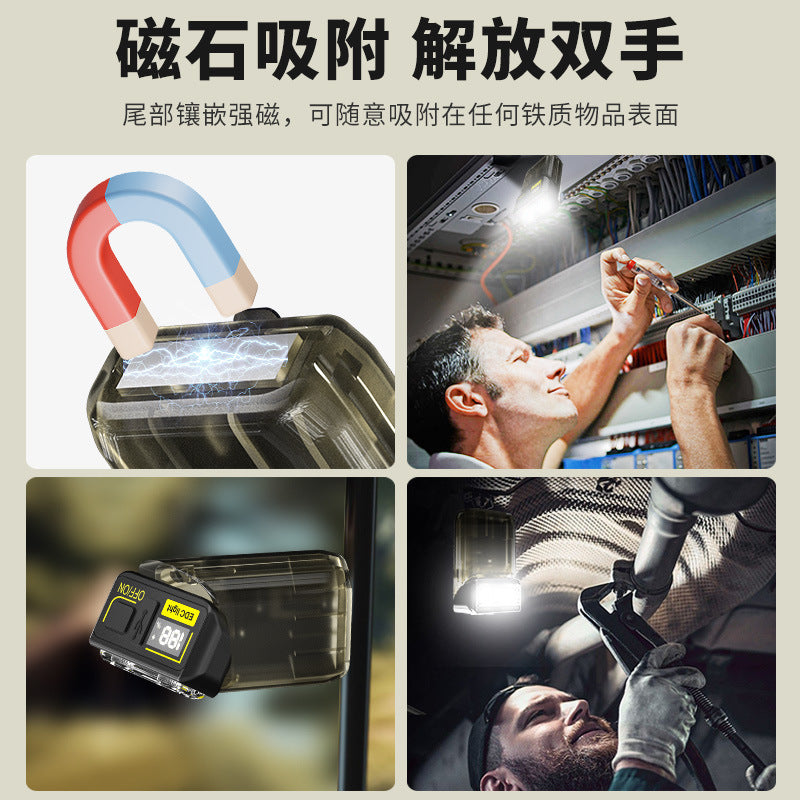 Cross-border new LED flashlight Type-C charging rotatable lamp head with magnetic multi-function keychain light