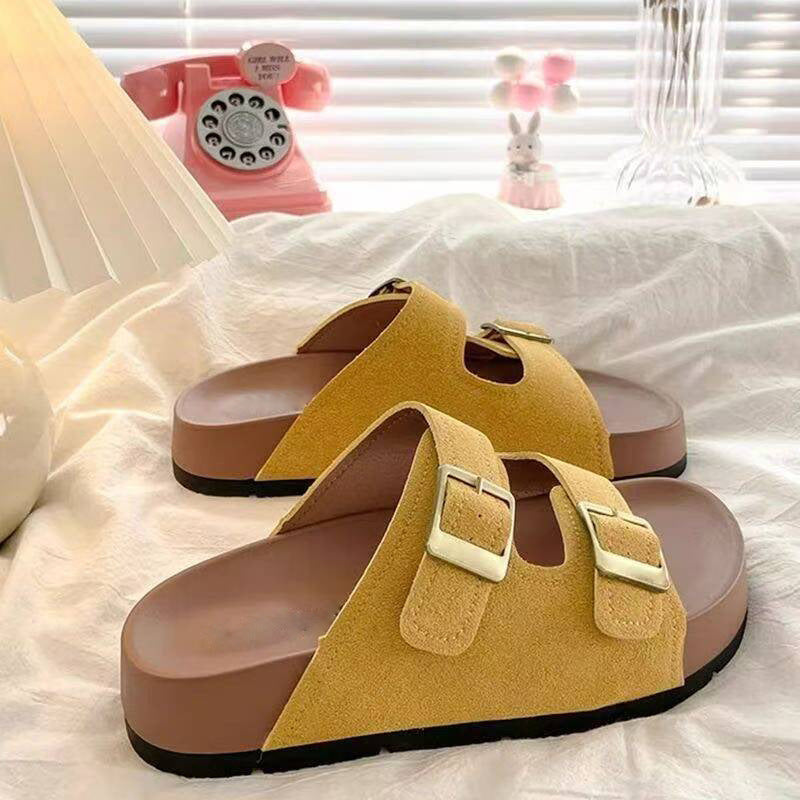 New arrivalclassy retro birkenstock slippers women's summer outwearsummerfashion sandals thick sole beach sandals