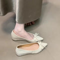 Bow-tie mary jane flats - pointed toe work shoes - women's 2025 new fashion shallow mouth versatile pumps
