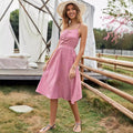 In stock - 91192# european & american  casual dress - women's elegant sexy spaghetti strap printed floral ladylike dress