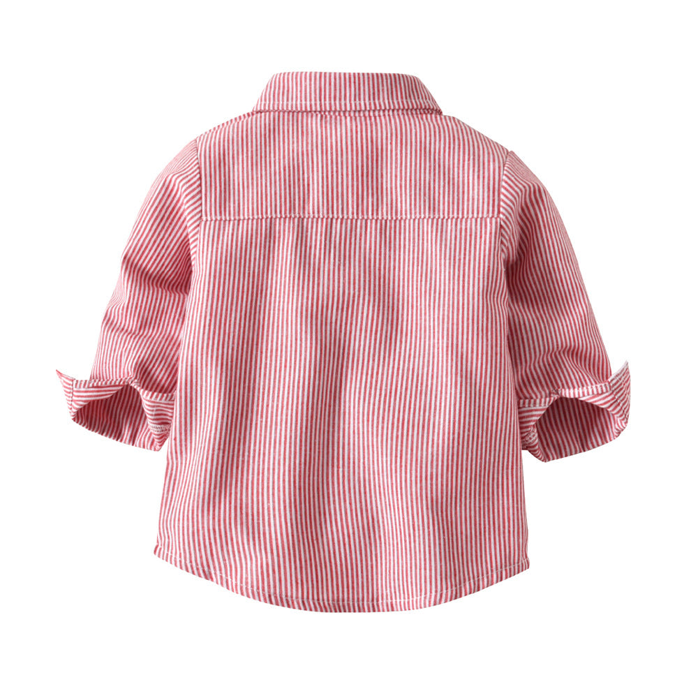 Boys' striped long-sleeve shirt - new spring/autumn collection - kids' dress shirt - toddler turn-down collar top - european & american style - export quality children's clothing - cross-border e-commerce