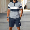 hot-selling men's polo shirt set, new summer two-piece casual short-sleeve and shorts set, dropshipping available