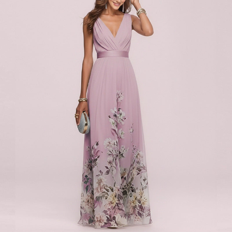 european and american cross-border women's fashion: new summer collection - sexy deep v-neck printed bodycon mini dress