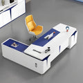Piano lacquer office desk - designer creative high-end executive desk - stylish white manager supervisor executive desk