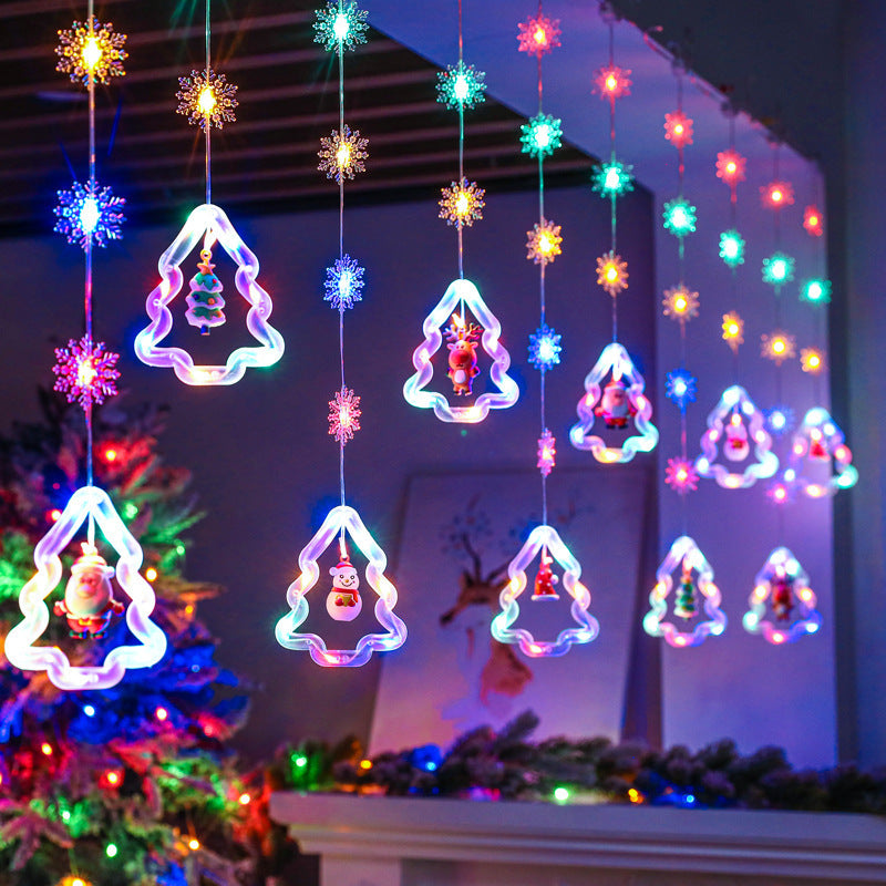Christmas decorative light string star light string room curtain light atmosphere LED lights flashing Christmas tree ice strip light