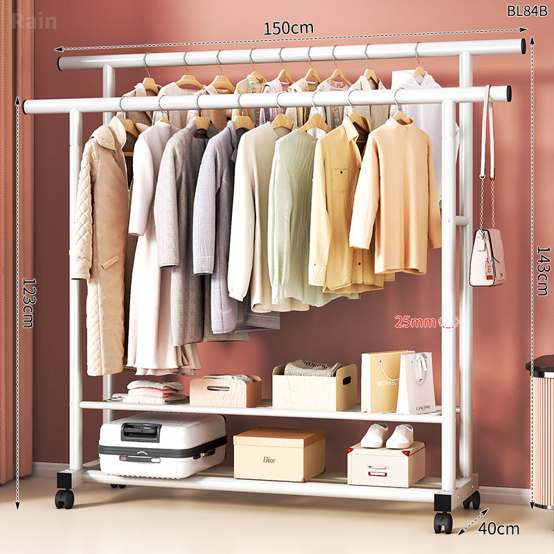 Clothes hanger floor-standing for home balcony indoor simple clothes drying pole movable clothes hanger student dormitory clothes drying rack