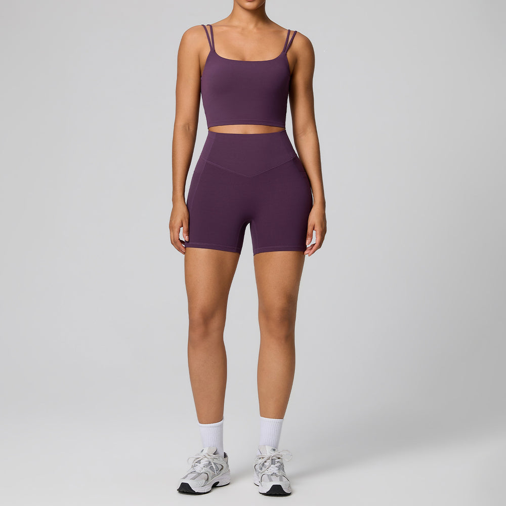 European and american new pocket yoga outfit women's set high waist shaping stretch fitness set quick-dry breathable activewear