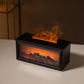 New fireplace simulation flame aroma diffuser humidifier - perfect for office, living room, bedroom, or desktop. features a small, color-changing ambient light