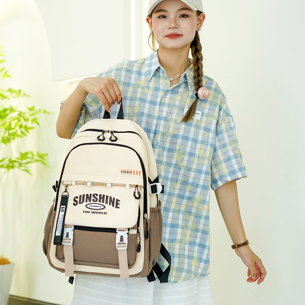 School bag male large capacity junior high school student high school student fashion trend simple backpack female style travel bag
