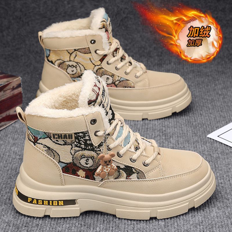 Boots men's high top 2024new arrivalwinter men's shoes fleece-linedthickenedheattech snow cotton shoes men's workwear boots men's