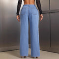 Pre-sale-15712# cross-border women's fashion european and american foreign trade ins fashion ripped straight loose denim pants