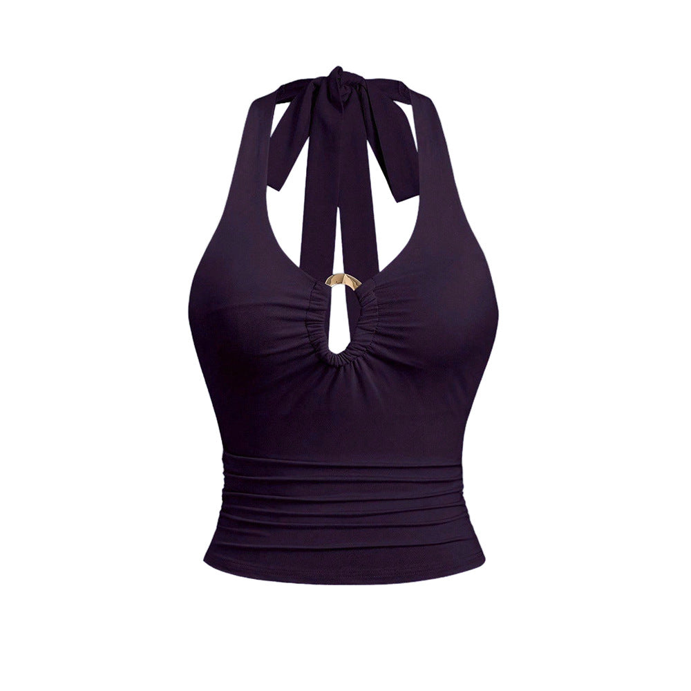summernew arrivalsexyhalter camisole women's silmslimming lookbacklesstie backsexyultrashorttops
