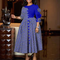 D598 women's foreign trade cross-border new fashion elegant round neck three-quarter sleeve printed patchwork african dress