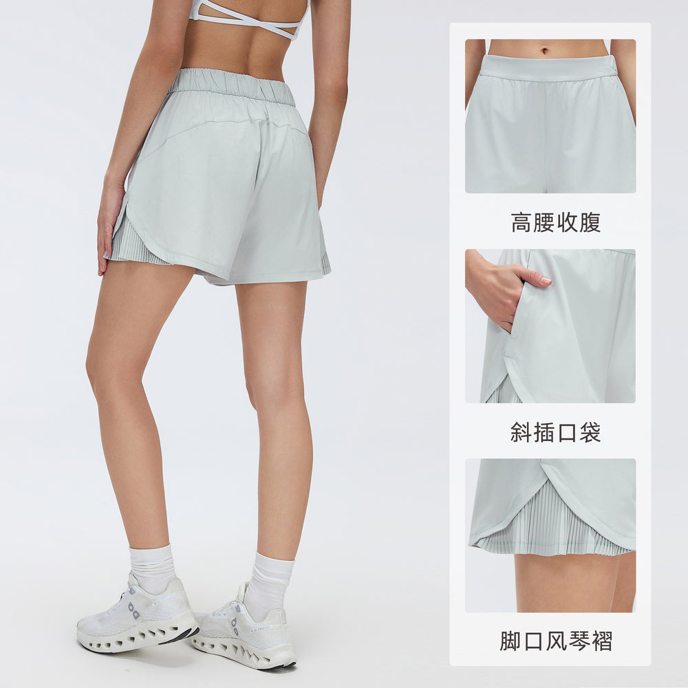 Quick-drying loose sports shorts for women, outdoor running training shorts, high waistslimming look yoga fitness pants d26070